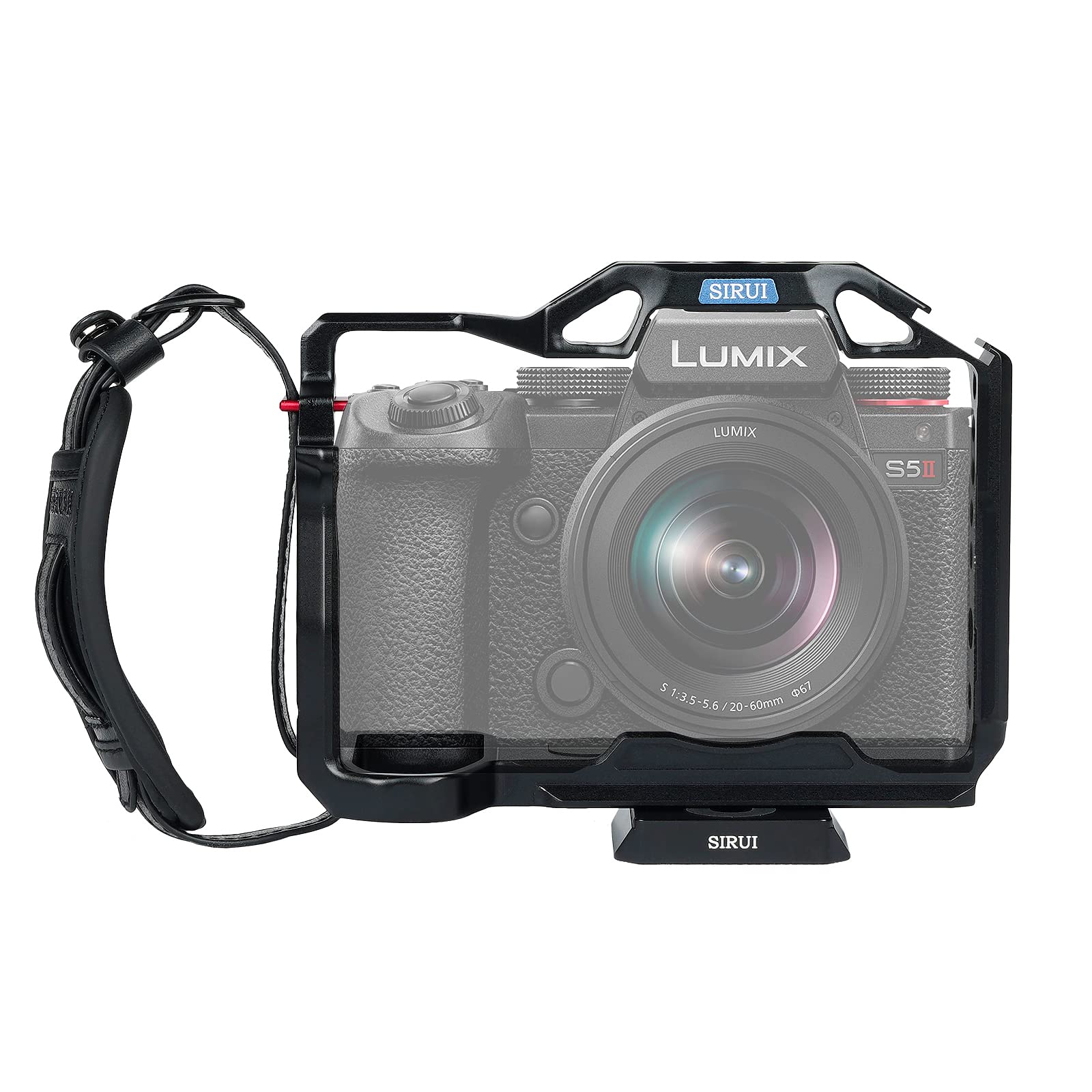 Sirui S5Ii S5Iix G9 Ii Camera Cage With Wrist Strap, Full Cage For Panasonic Lumix S5Ii S5Iix G9 With Built In Plate For Arca, Nato Rail, Cold Shoe, Multi Threads, And 3/8' Locating Holes For Arri